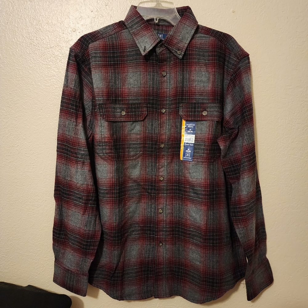 Men's Burgundy Plaid Shirt